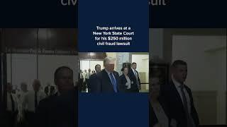 Trump arrives at a New York State Court for his $250 million civil fraud lawsuit #Shorts