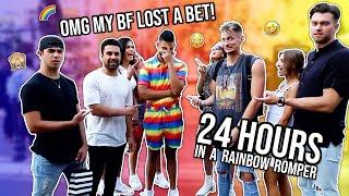 My Boyfriend Wore A Rainbow Romper For 24 Hours | Dhar and Laura