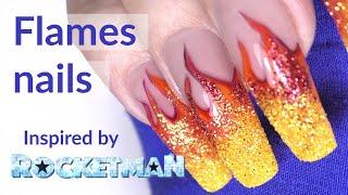 Flames Nail Art Tutorial with Apres Gel-X Extensions Long Coffin